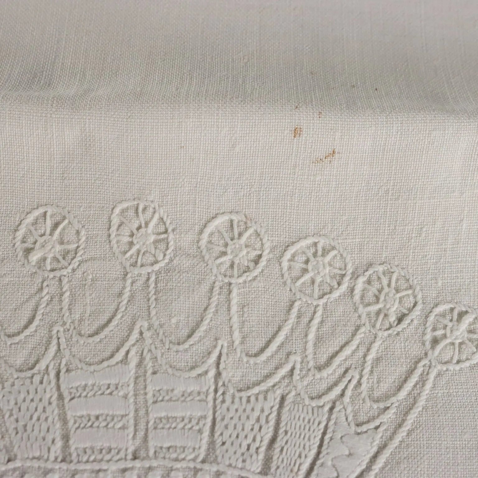 Large Linen Pillowcase Full Stitch Italy 34 x 22 In