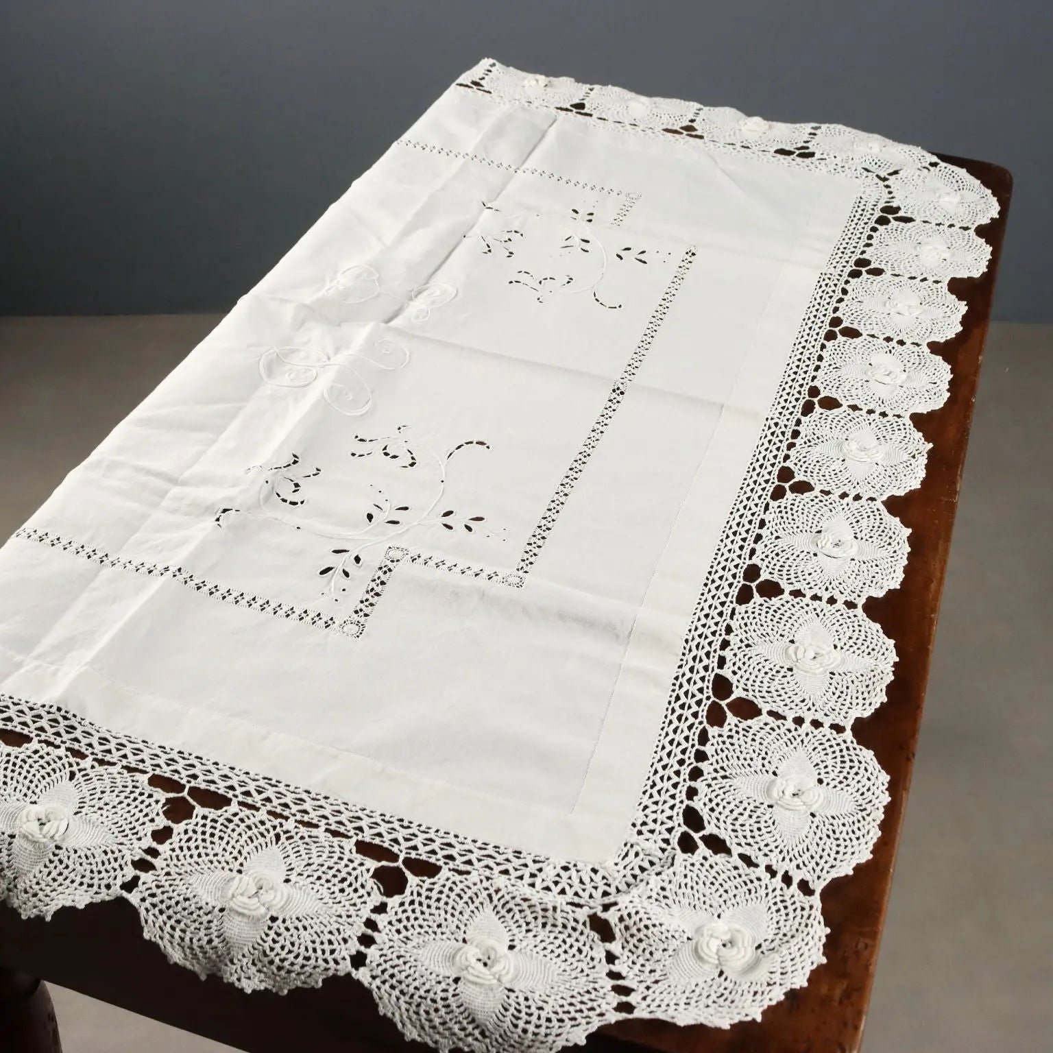 Double Bed Sheeth Linen Handmade Embroidery 93 x 89 In