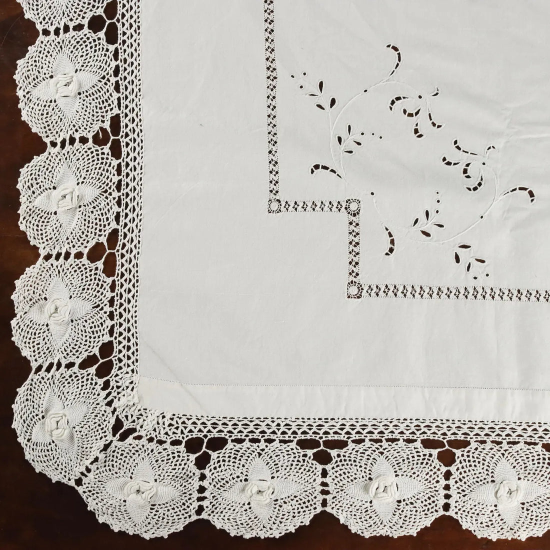 Double Bed Sheeth Linen Handmade Embroidery 93 x 89 In