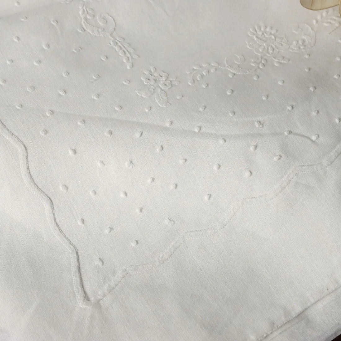 Linen Double Bed Sheet with Floral Embroidery 90 x 105 In