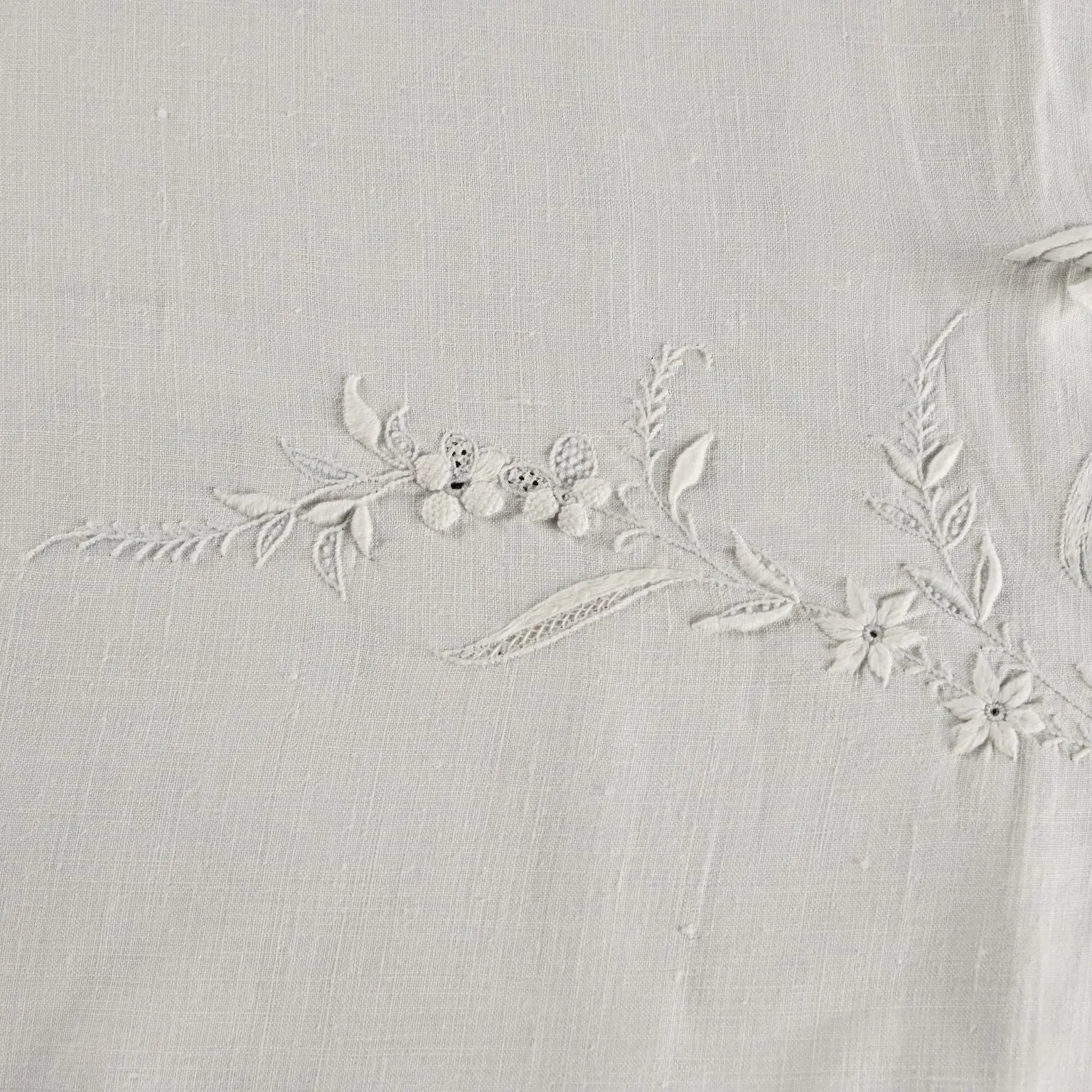 Antique Pillow Cover with Nature Style Embroidery Italy XIX Century