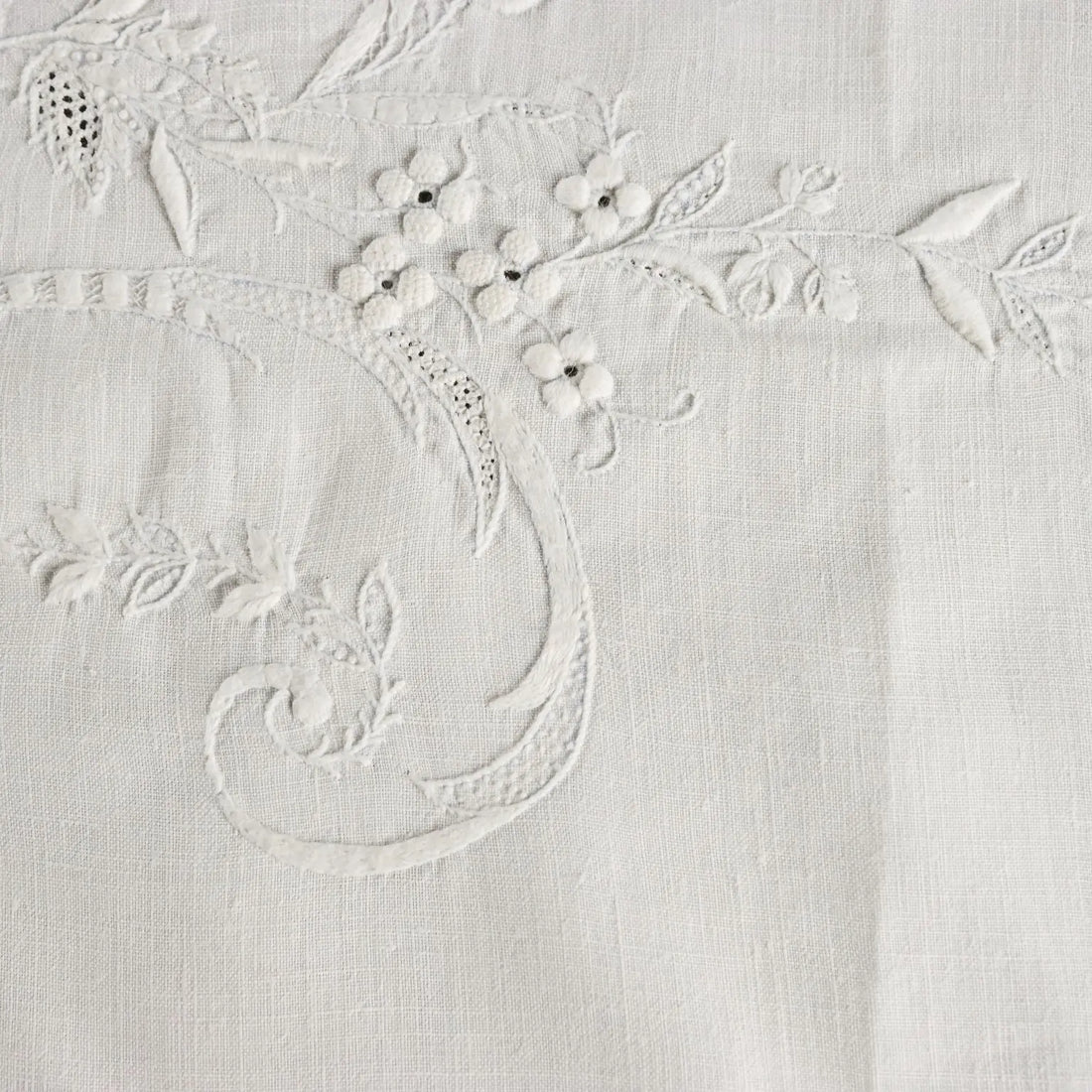 Antique Pillow Cover with Nature Style Embroidery Italy XIX Century