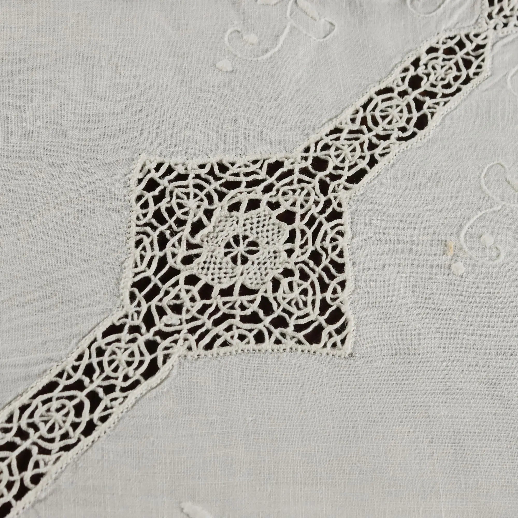 Linen Tablecloth with 10 Napkins Handmade Second Hand Italy