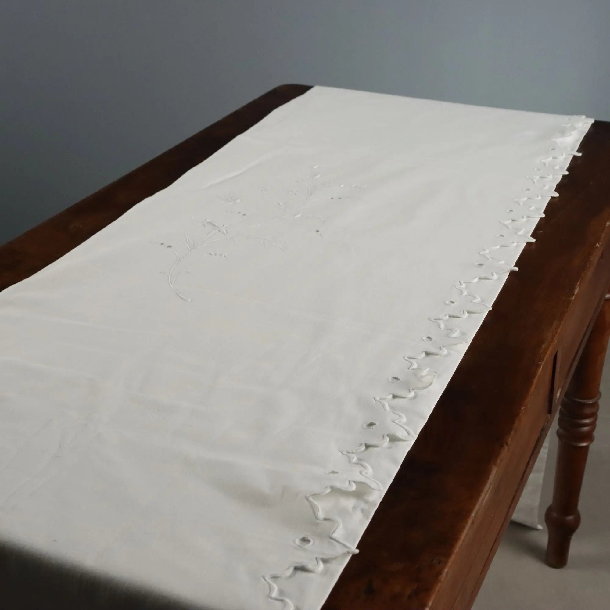 Linen Double Bed Coverlet Full Stitch Second Hand Italy
