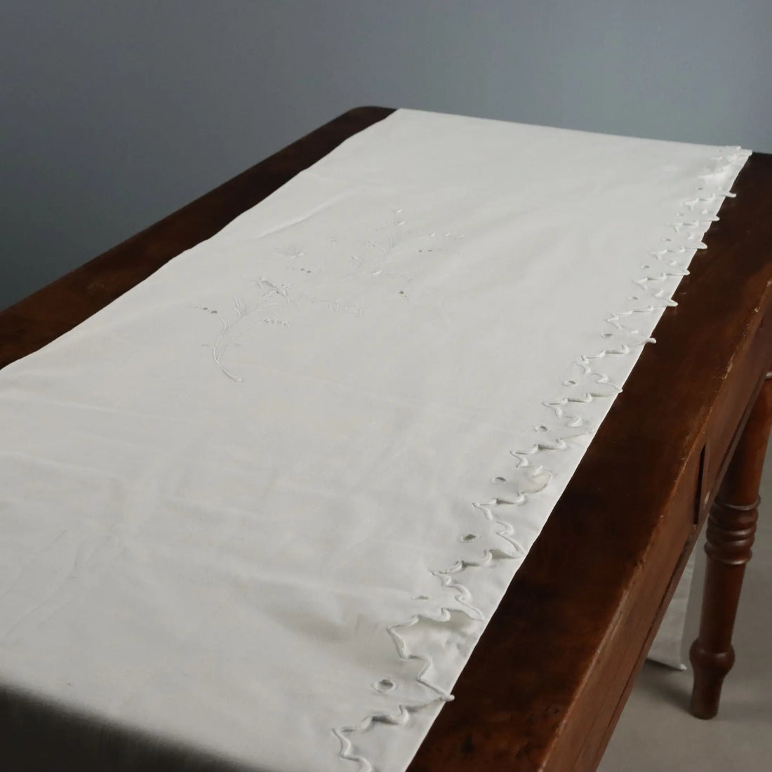 Linen Double Bed Coverlet Full Stitch Second Hand Italy
