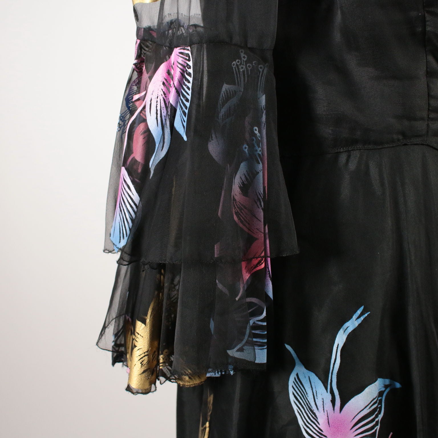 Vintage Black Voile Dress with Flowers 1960s | Clothing & House Linens  Vintage