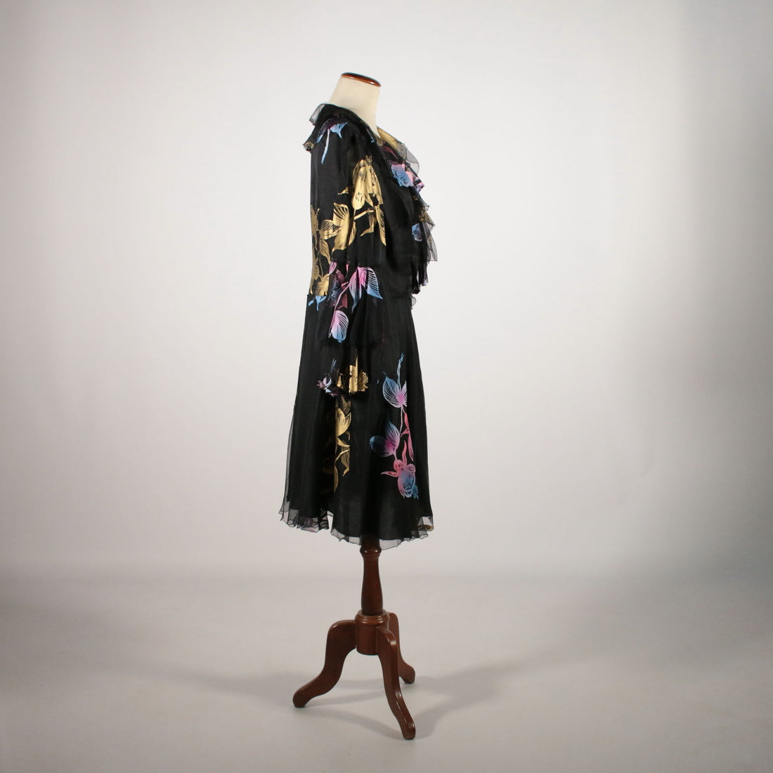 Vintage Black Voile Dress with Flowers 1960s | Clothing & House Linens  Vintage
