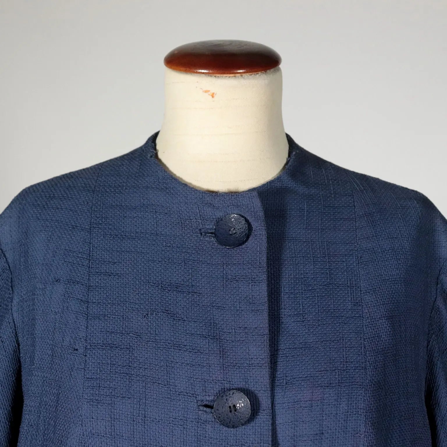 Vintage Blue Coat Fabric Italy 1950s - Size S/M | Clothing & House Linens | Vintage