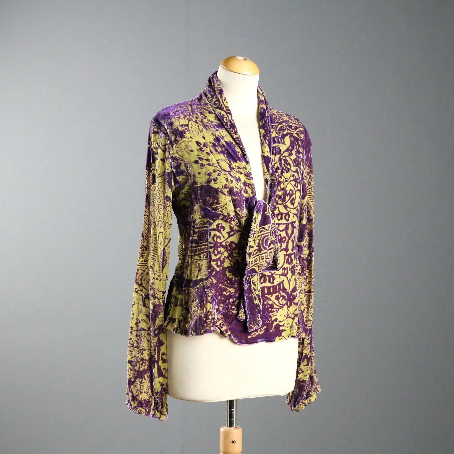 Y2K Just Cavalli Blouse Silk Blend Velvet UK Size 12 Second Hand