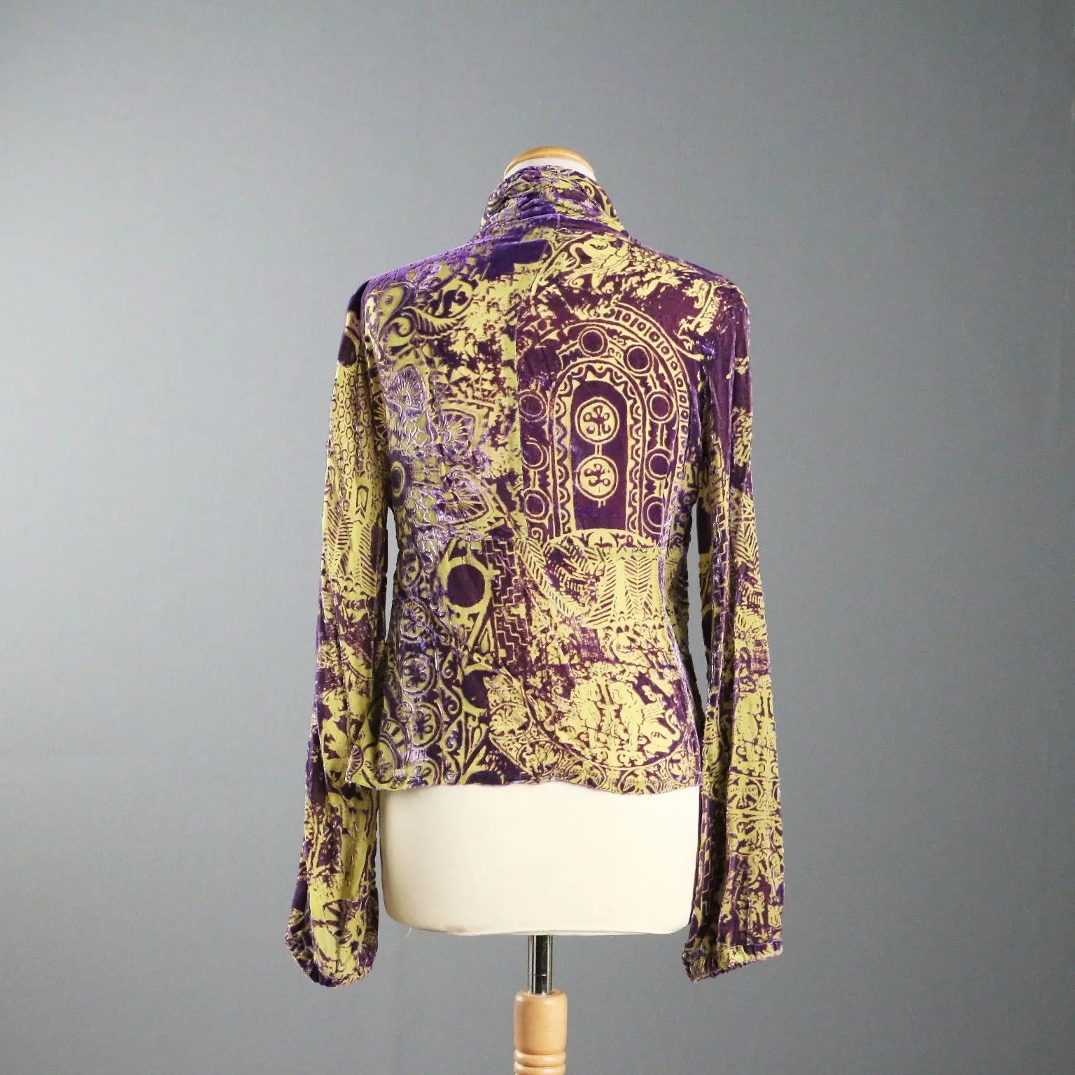 Y2K Just Cavalli Blouse Silk Blend Velvet UK Size 12 Second Hand