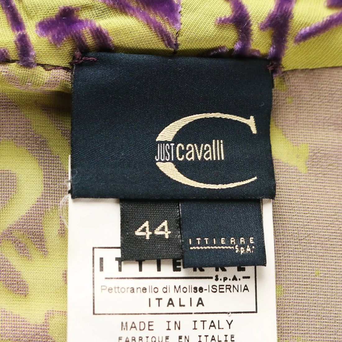Y2K Just Cavalli Blouse Silk Blend Velvet UK Size 12 Second Hand