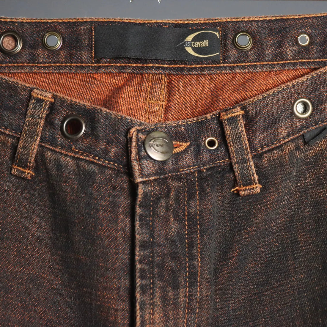 Y2K Just Cavalli Jeans with Gradient and Studs UK Size 10 Second Hand