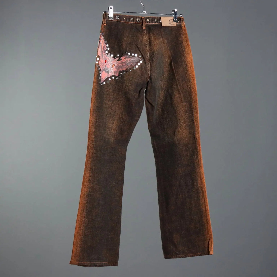 Y2K Just Cavalli Jeans with Gradient and Studs UK Size 10 Second Hand