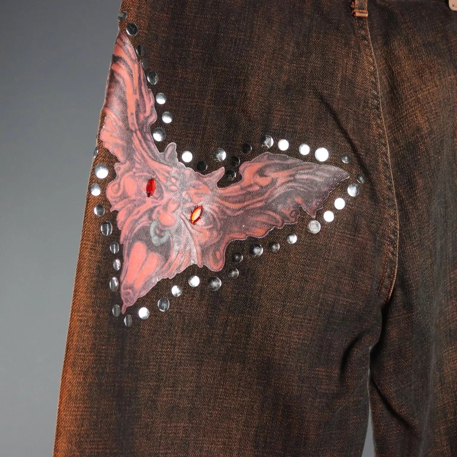 Y2K Just Cavalli Jeans with Gradient and Studs UK Size 10 Second Hand