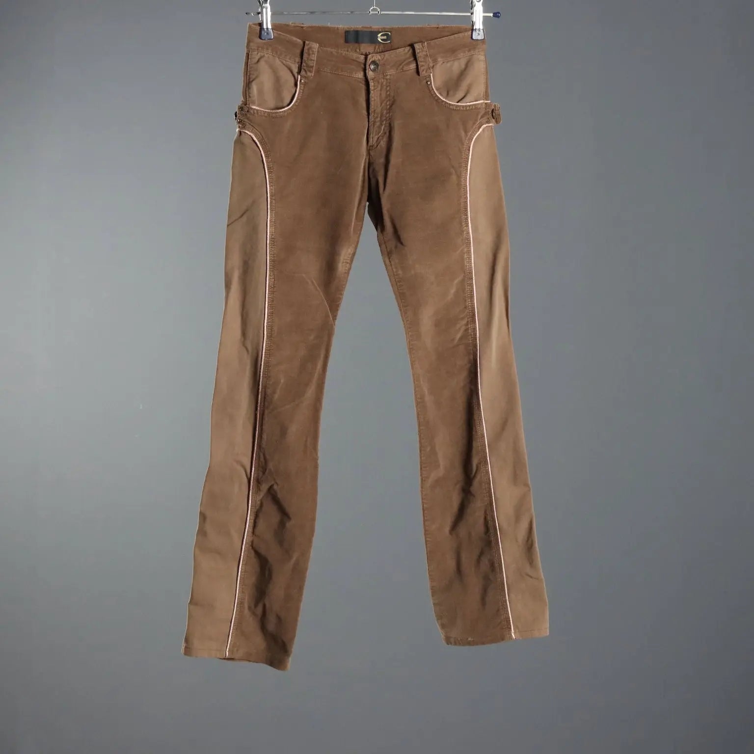Just Cavalli Brown Velvet Y2K Trousers UK Size 10 Second Hand