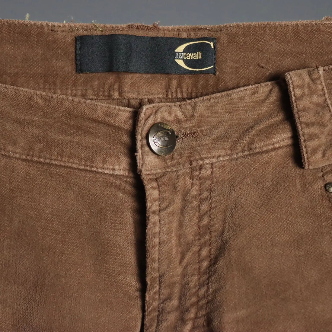 Just Cavalli Brown Velvet Y2K Trousers UK Size 10 Second Hand