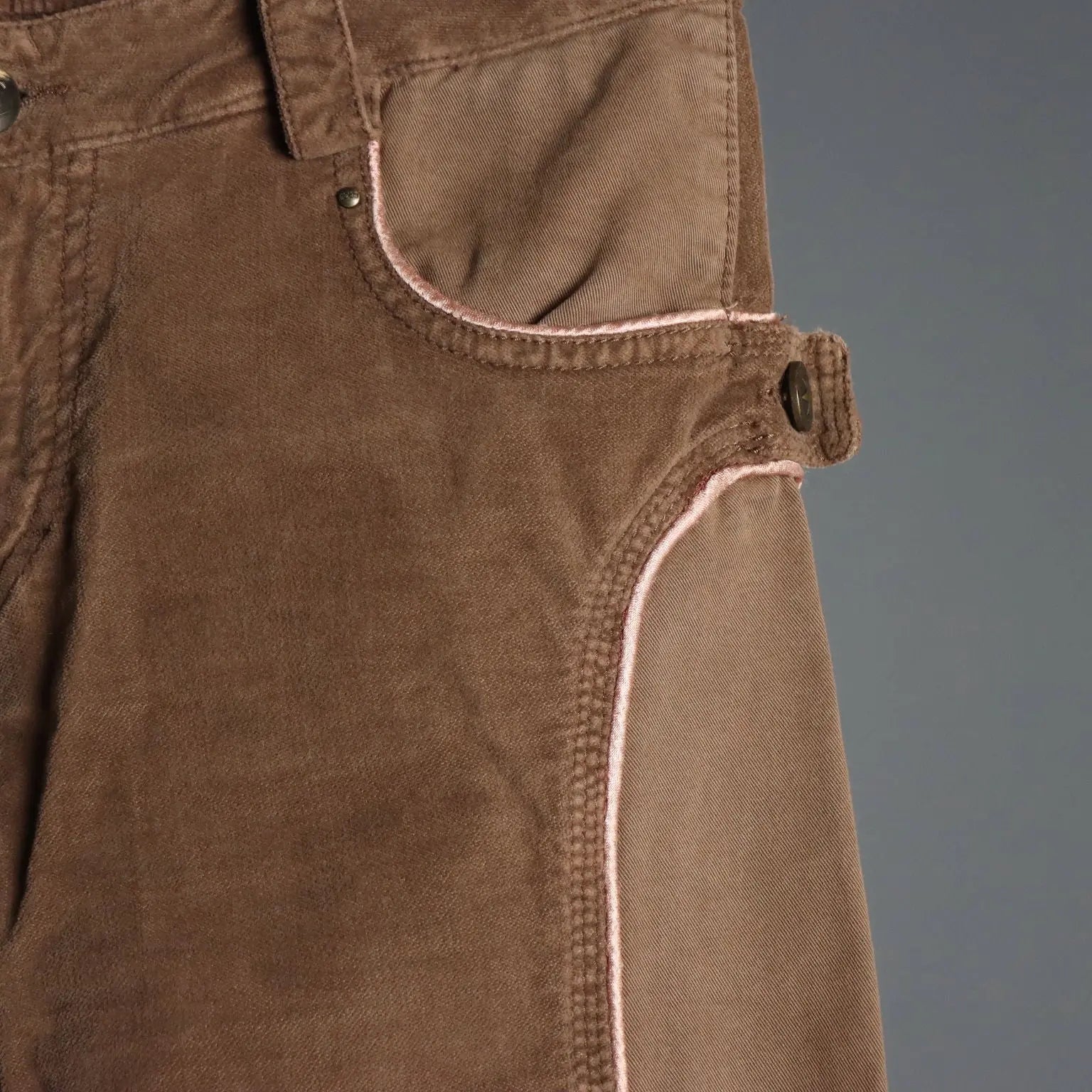 Just Cavalli Brown Velvet Y2K Trousers UK Size 10 Second Hand