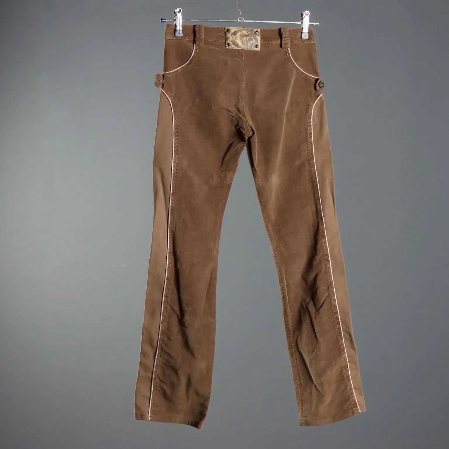 Just Cavalli Brown Velvet Y2K Trousers UK Size 10 Second Hand