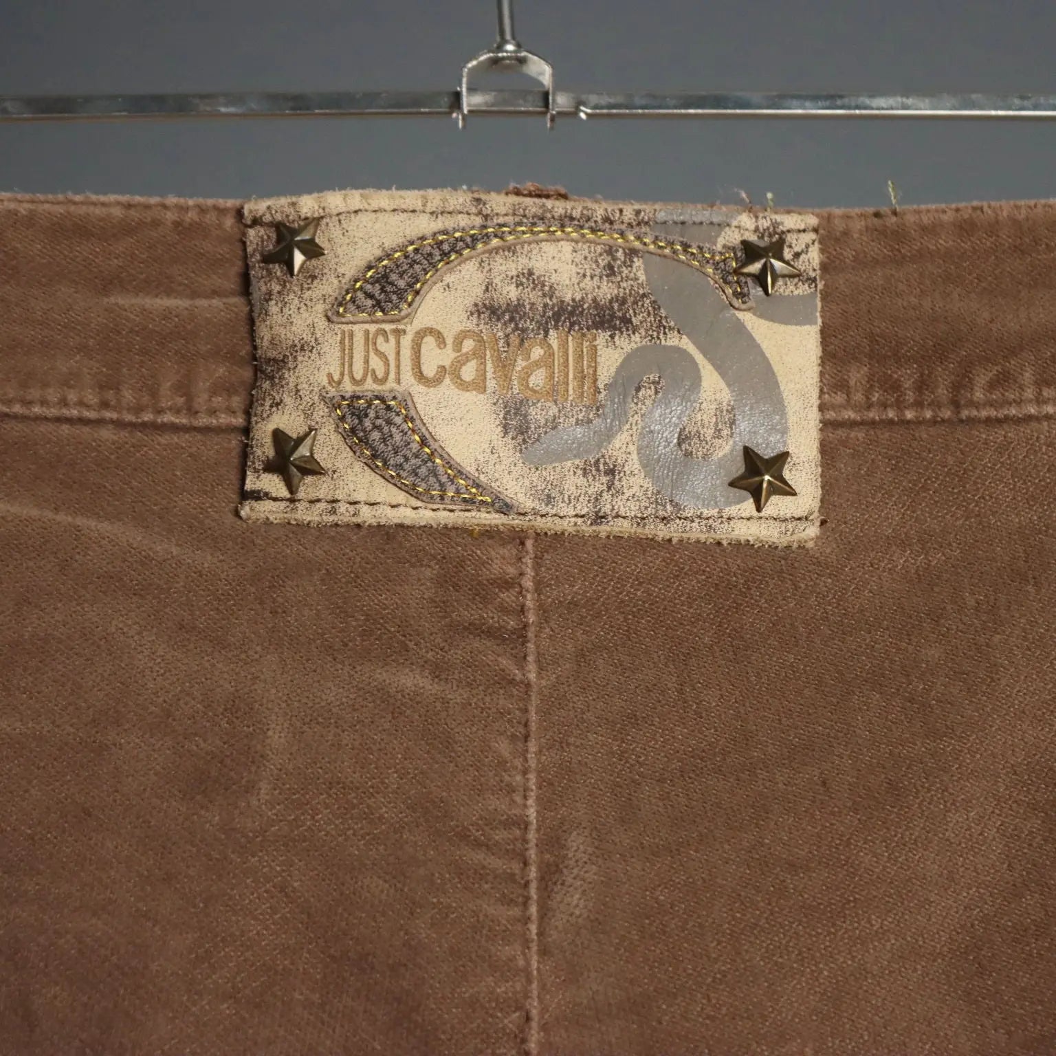 Just Cavalli Brown Velvet Y2K Trousers UK Size 10 Second Hand