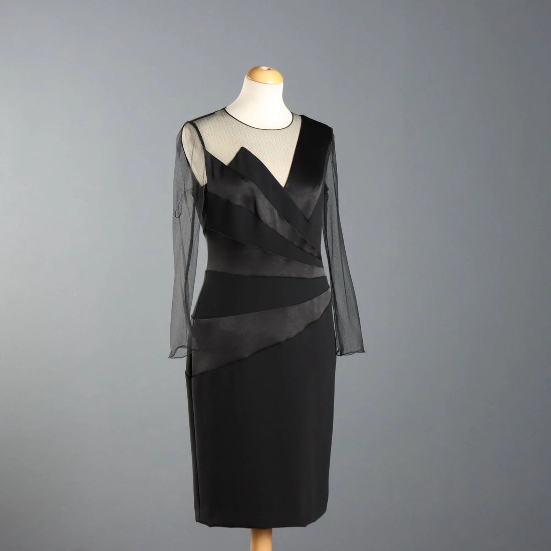 Escada Black Sheath Dress Tulle and Satin UK Size 12/14 Germany