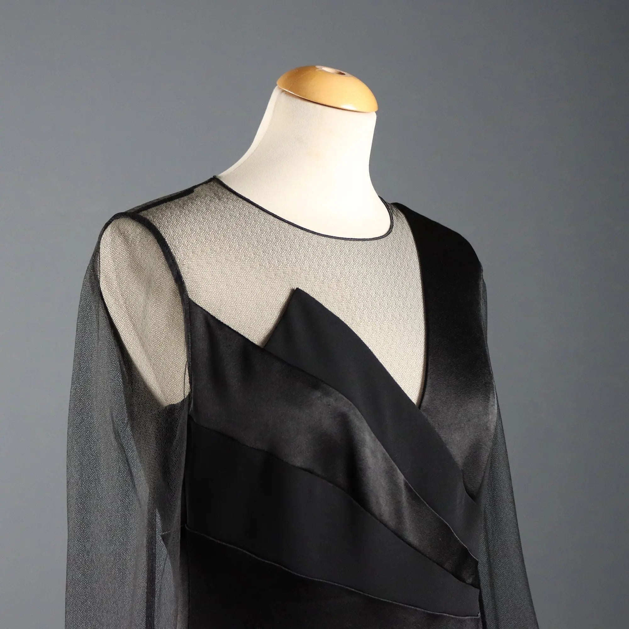 Escada Black Sheath Dress Tulle and Satin UK Size 12/14 Germany
