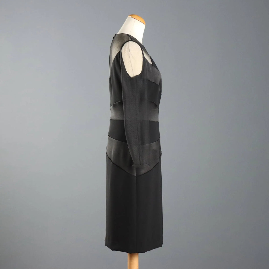 Escada Black Sheath Dress Tulle and Satin UK Size 12/14 Germany