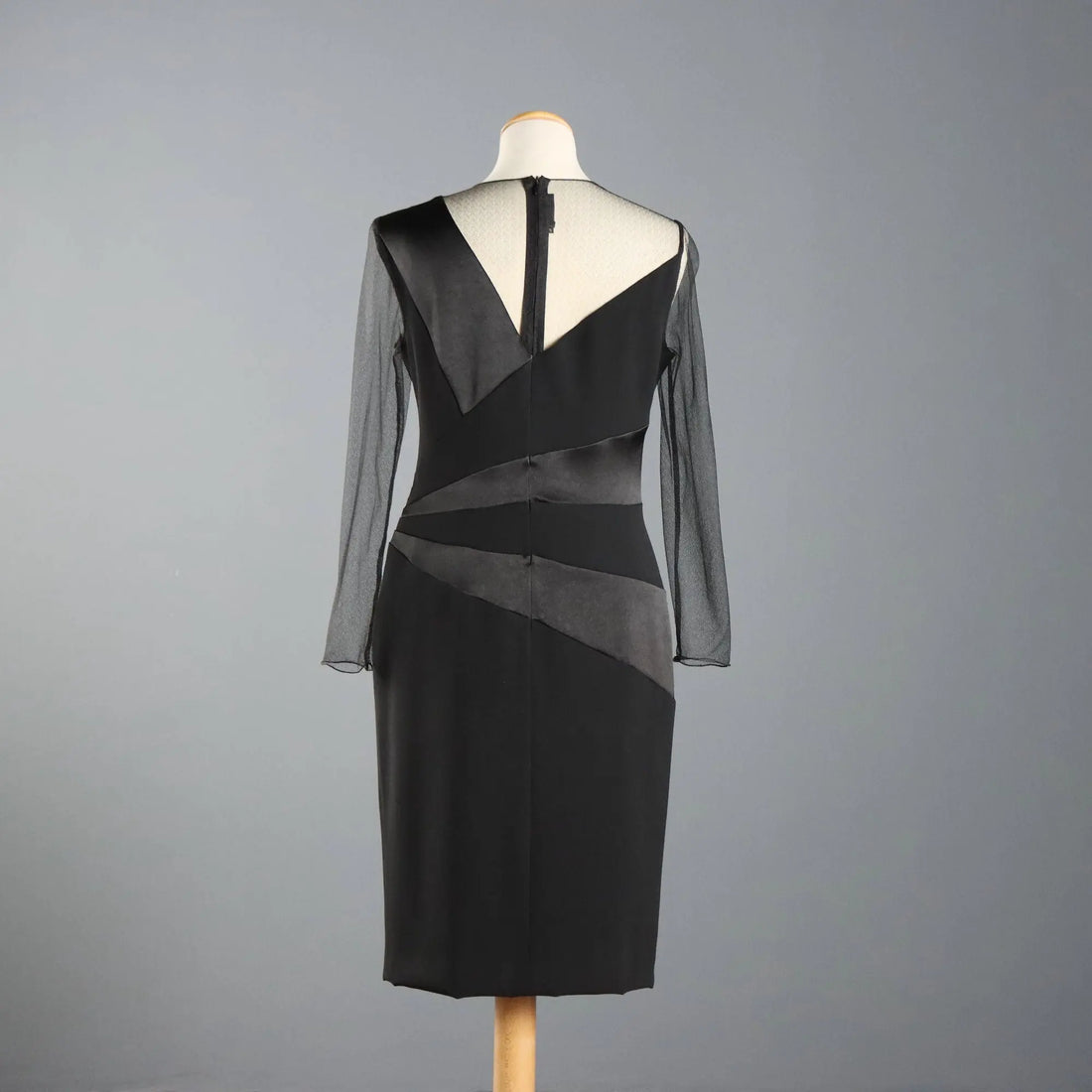 Escada Black Sheath Dress Tulle and Satin UK Size 12/14 Germany