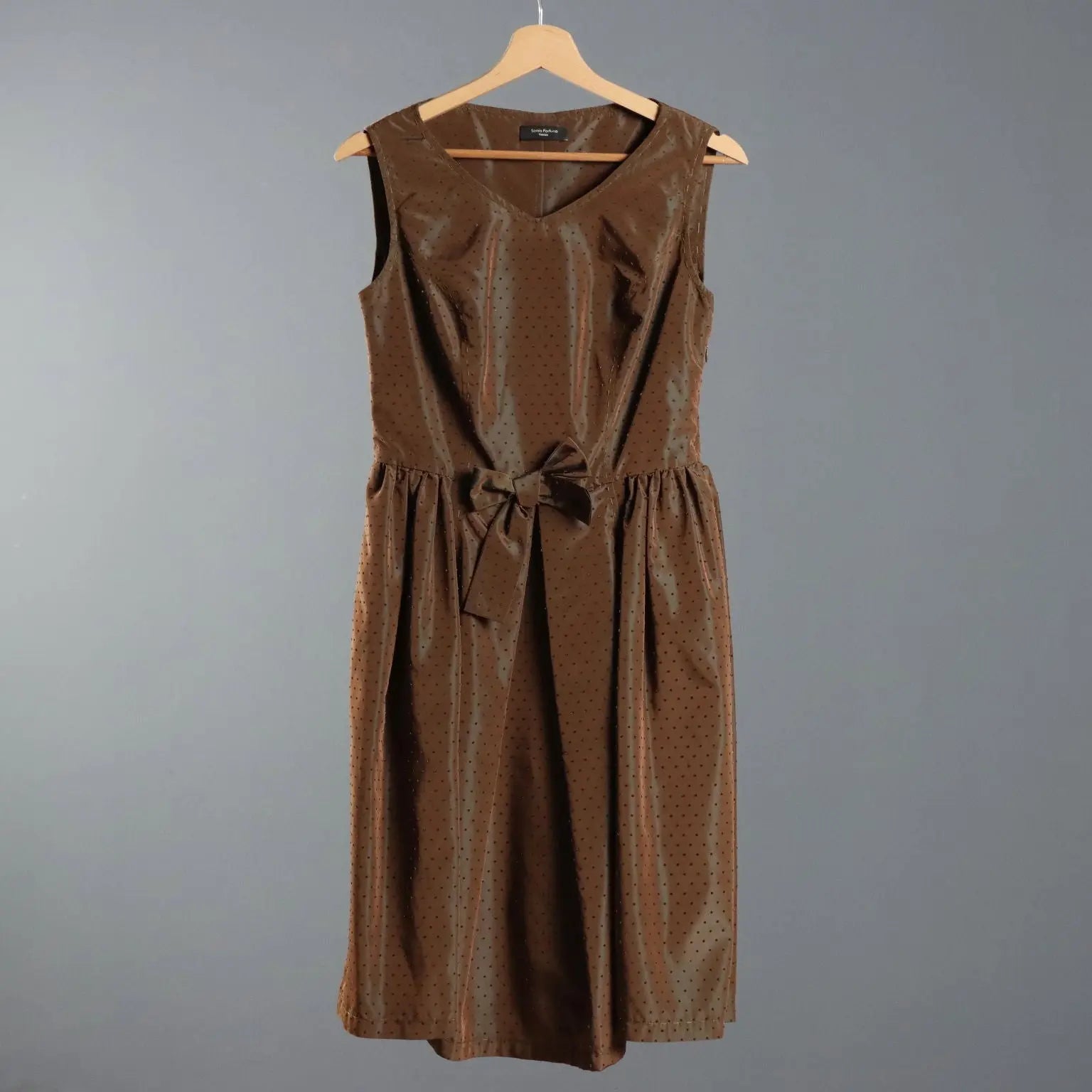 Sonia Fortuna Brown Silk Cocktail Dress UK Size 14 Second Hand