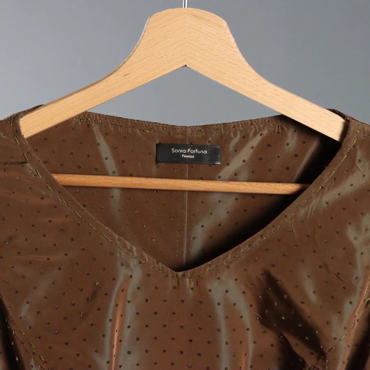 Sonia Fortuna Brown Silk Cocktail Dress UK Size 14 Second Hand