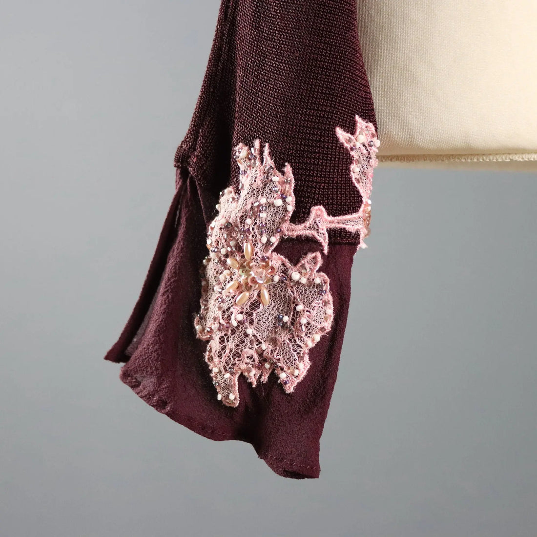 Karen Millen Y2K Plum Cardigan Lace and Silk UK Size 12 Second Hand
