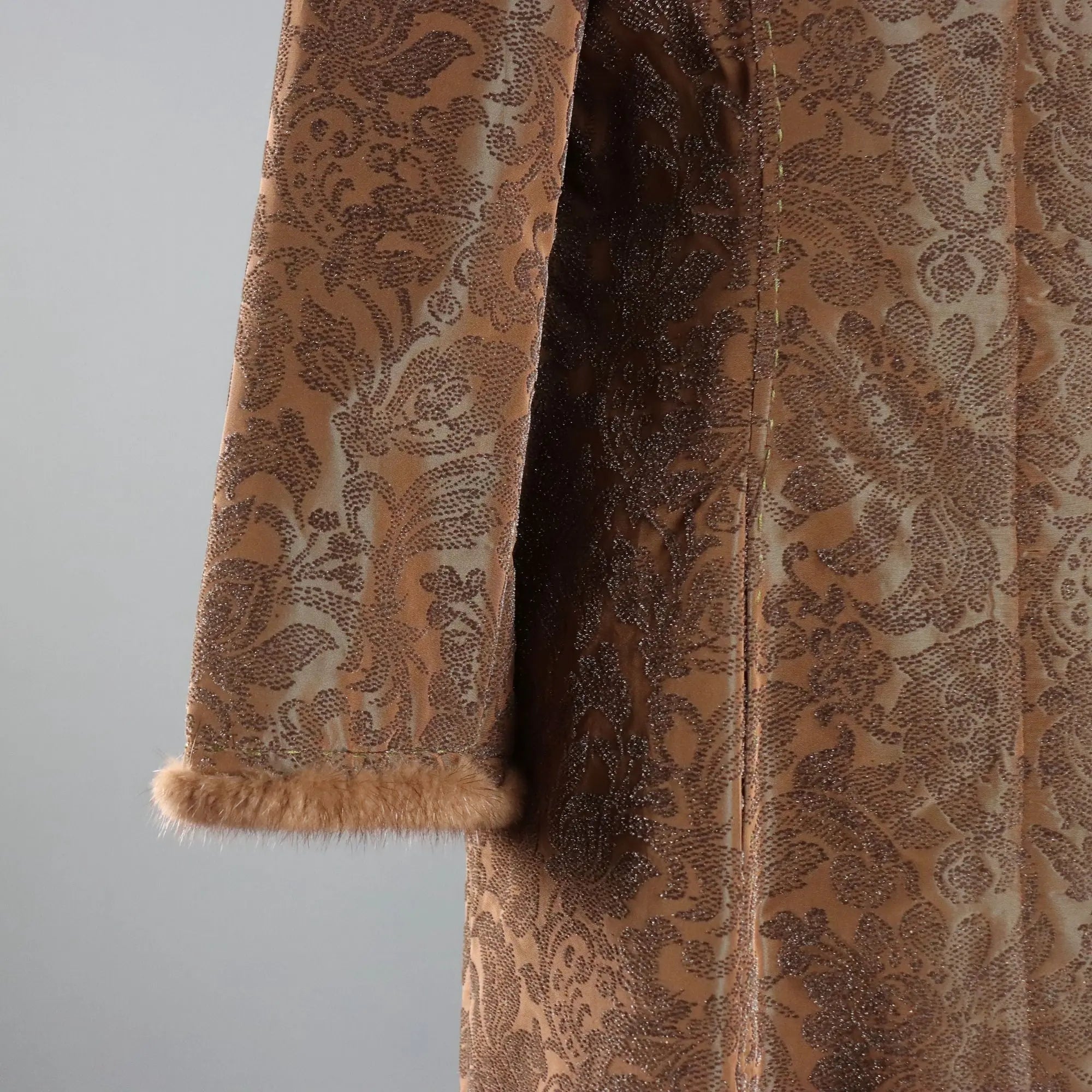 Brown Brocade Overcoat Sonia Fortuna Brown Fabric UK Size 14