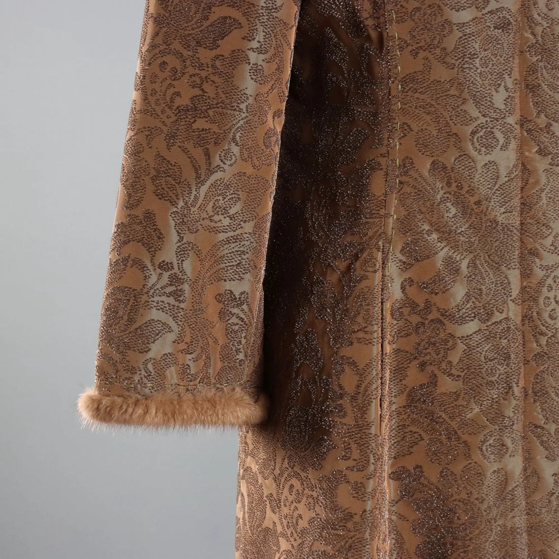 Brown Brocade Overcoat Sonia Fortuna Brown Fabric UK Size 14