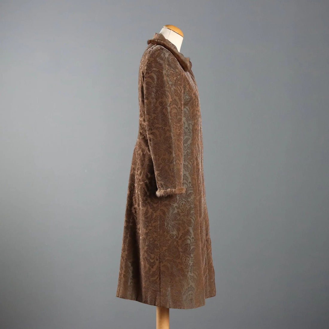 Brown Brocade Overcoat Sonia Fortuna Brown Fabric UK Size 14