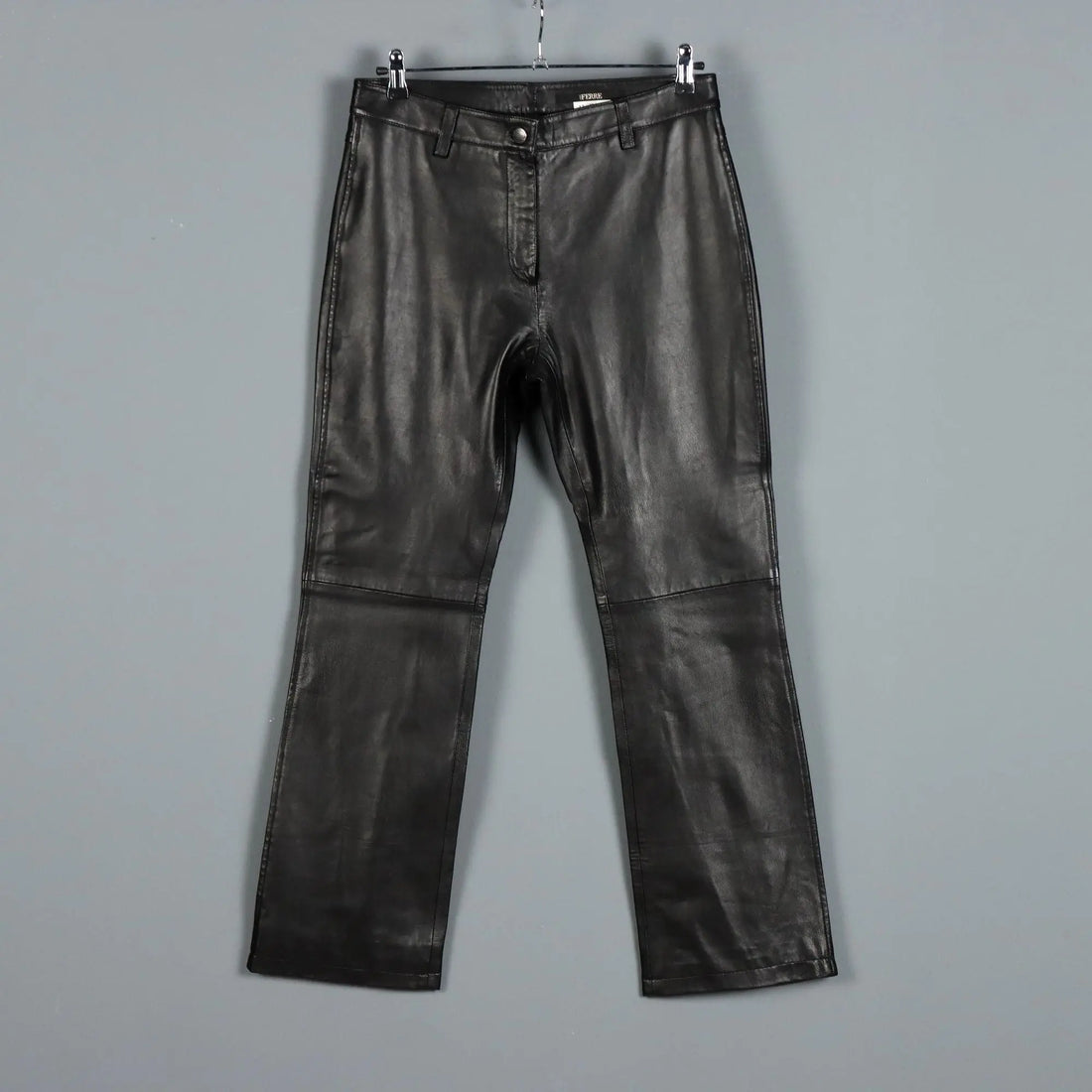 Black Leather Trousers Ferré Jeans UK Size 14 Second Hand