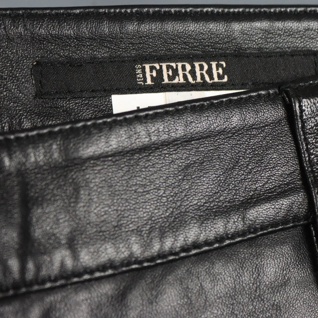 Black Leather Trousers Ferré Jeans UK Size 14 Second Hand