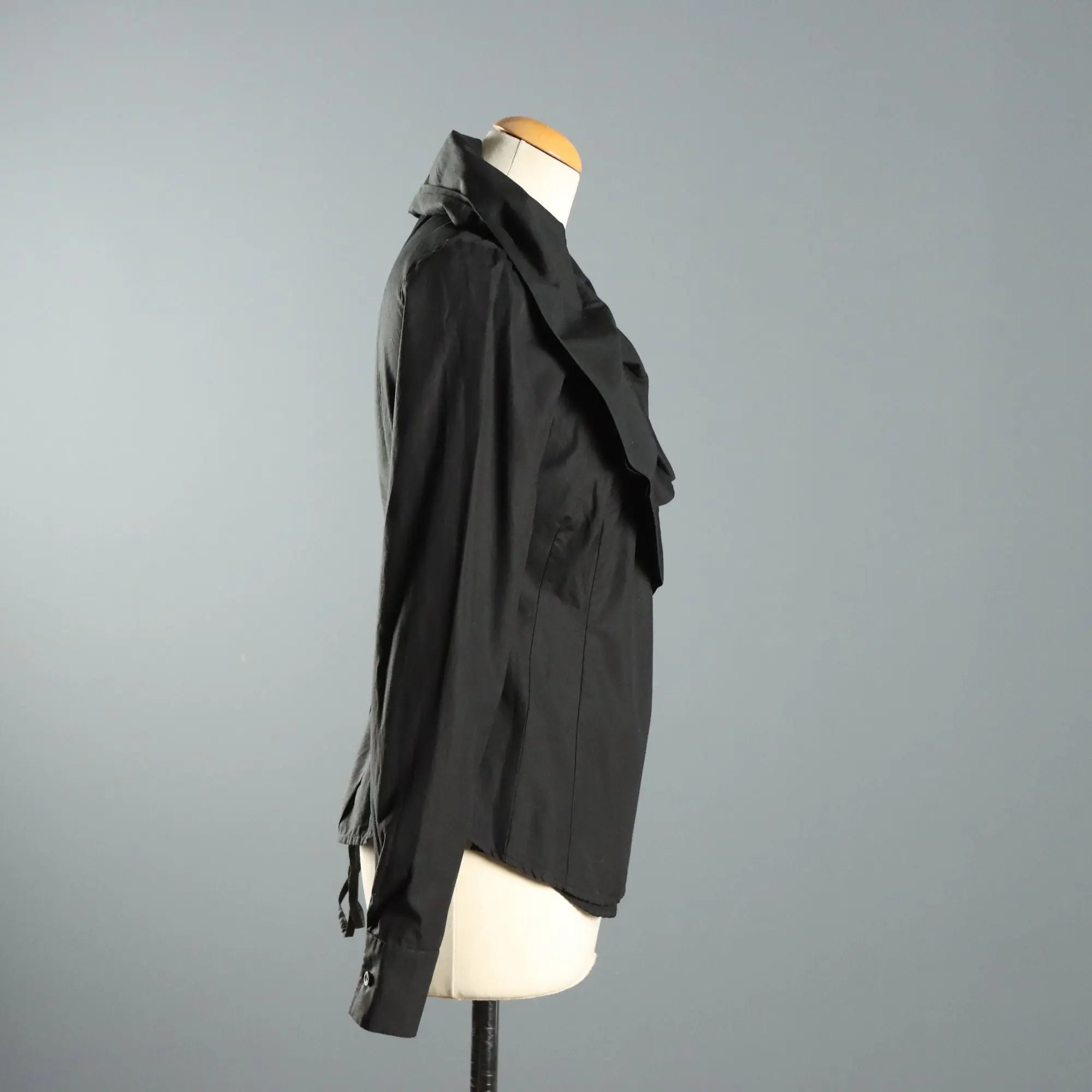 Valentino Roma Black Cotton Wrap Shirt UK Size 10 Second Hand