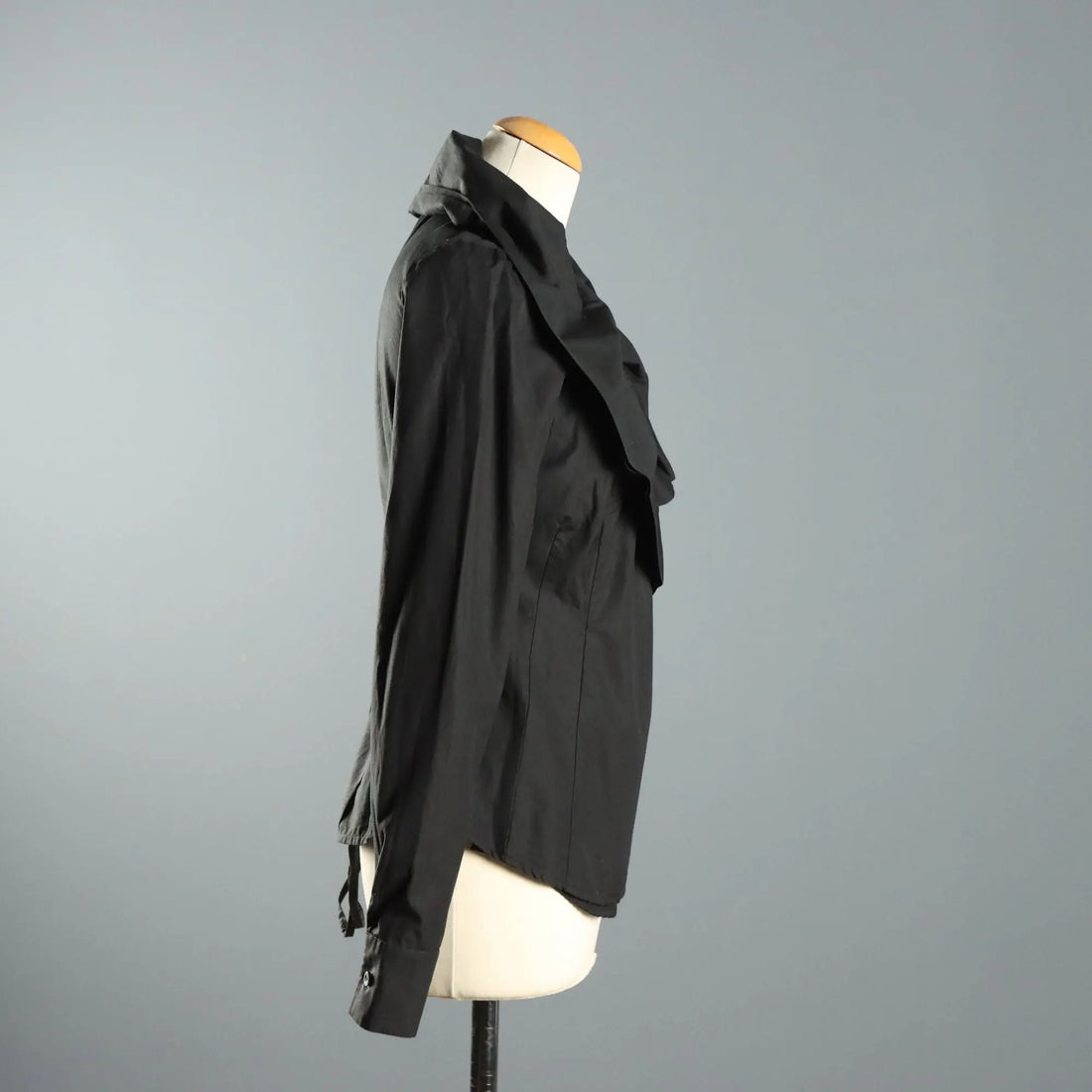 Valentino Roma Black Cotton Wrap Shirt UK Size 10 Second Hand