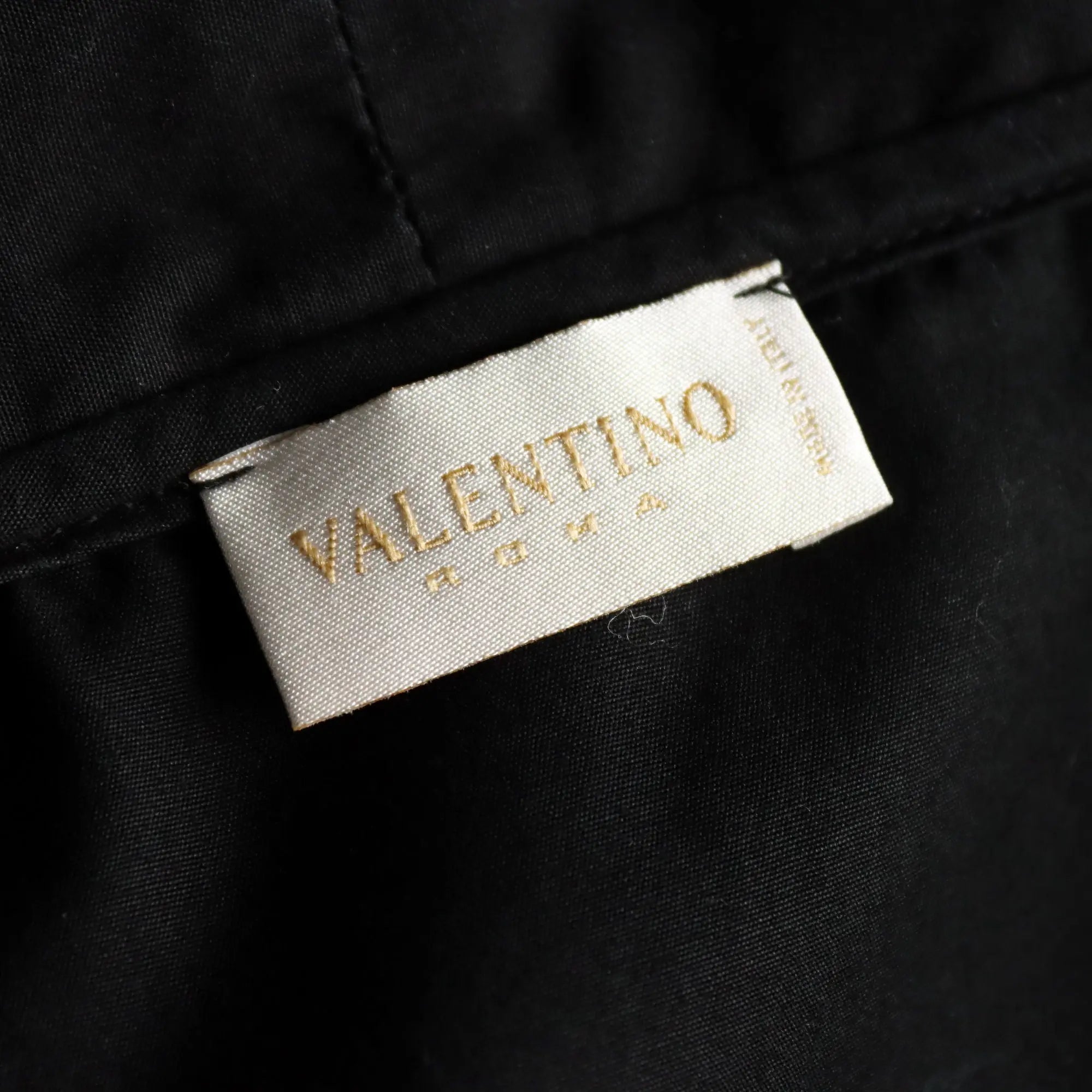 Valentino Roma Black Cotton Wrap Shirt UK Size 10 Second Hand