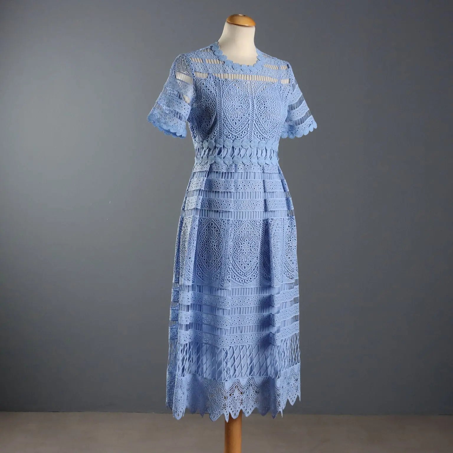 Maje Dress Light Blue Lace UK Size 10/12 Second Hand France