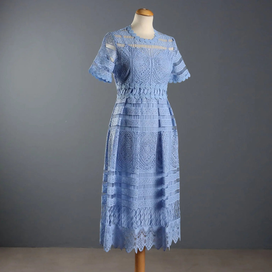 Maje Dress Light Blue Lace UK Size 10/12 Second Hand France