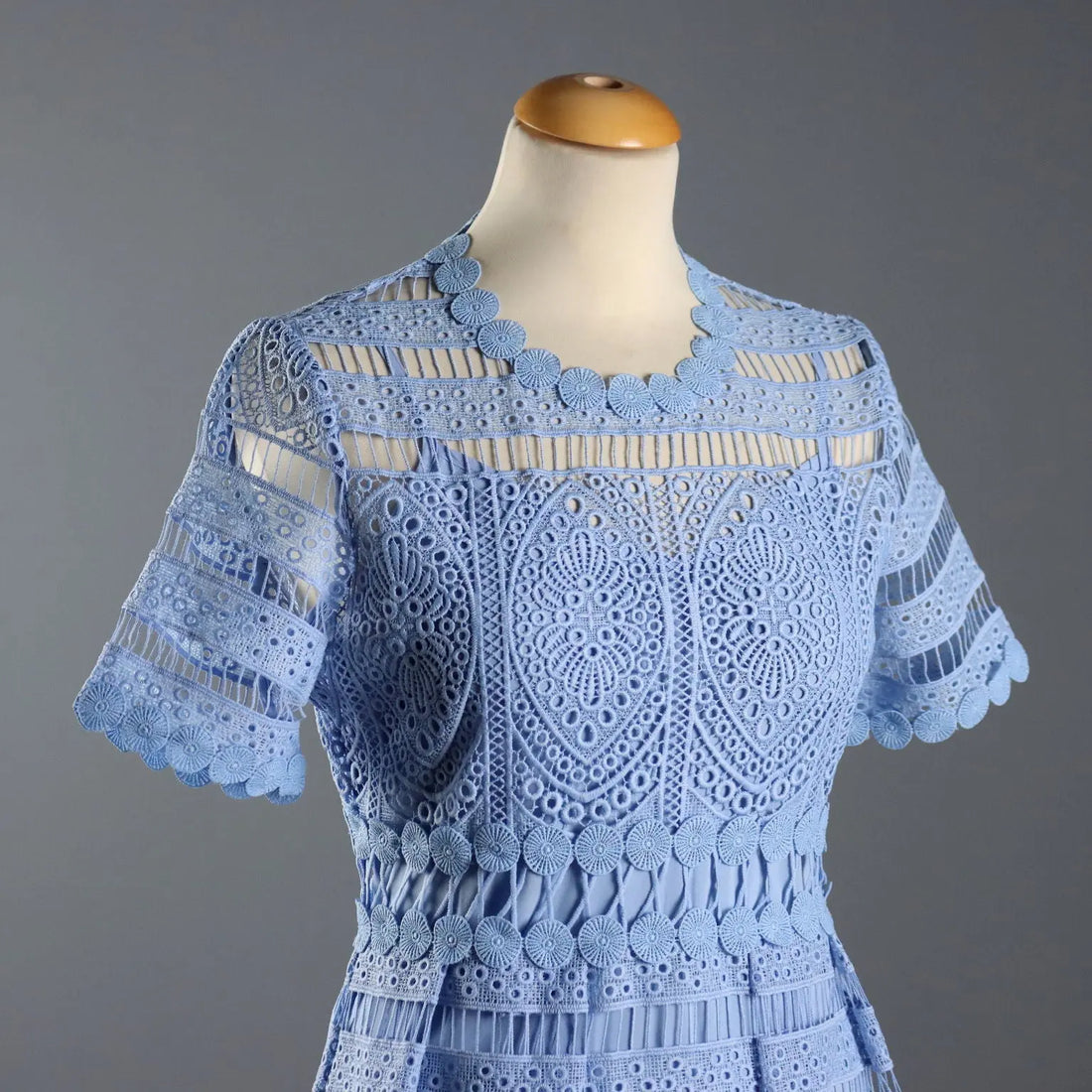 Maje Dress Light Blue Lace UK Size 10/12 Second Hand France