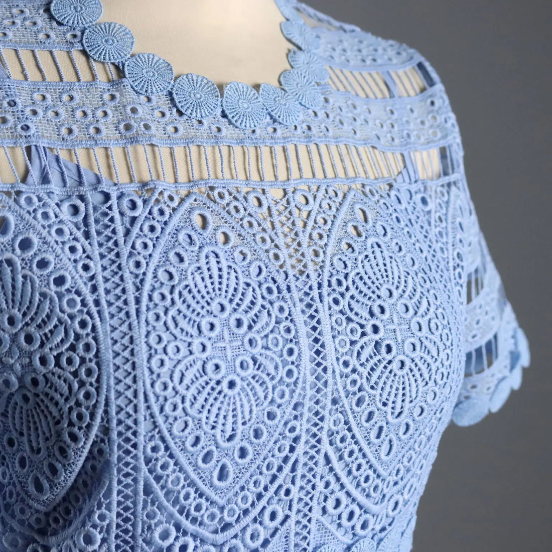 Maje Dress Light Blue Lace UK Size 10/12 Second Hand France