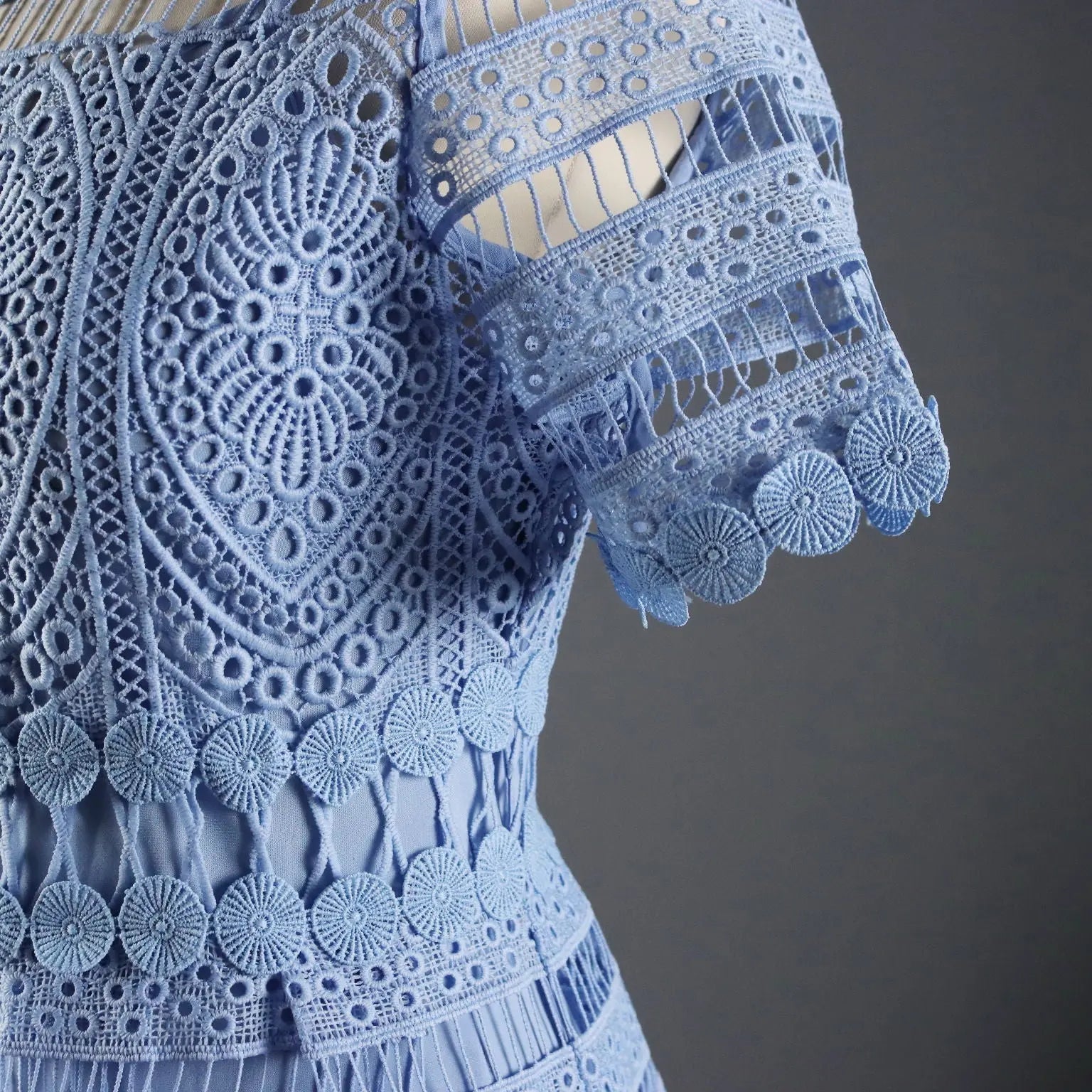 Maje Dress Light Blue Lace UK Size 10/12 Second Hand France