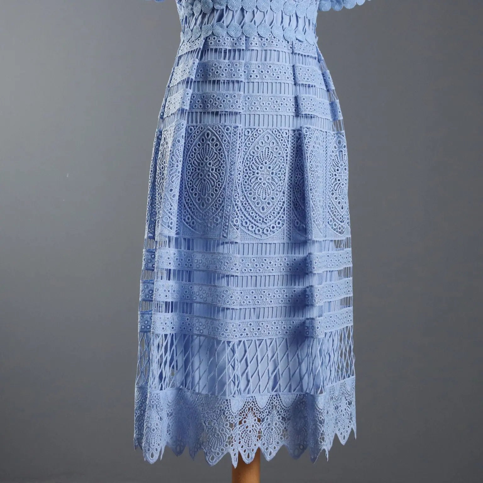 Maje Dress Light Blue Lace UK Size 10/12 Second Hand France