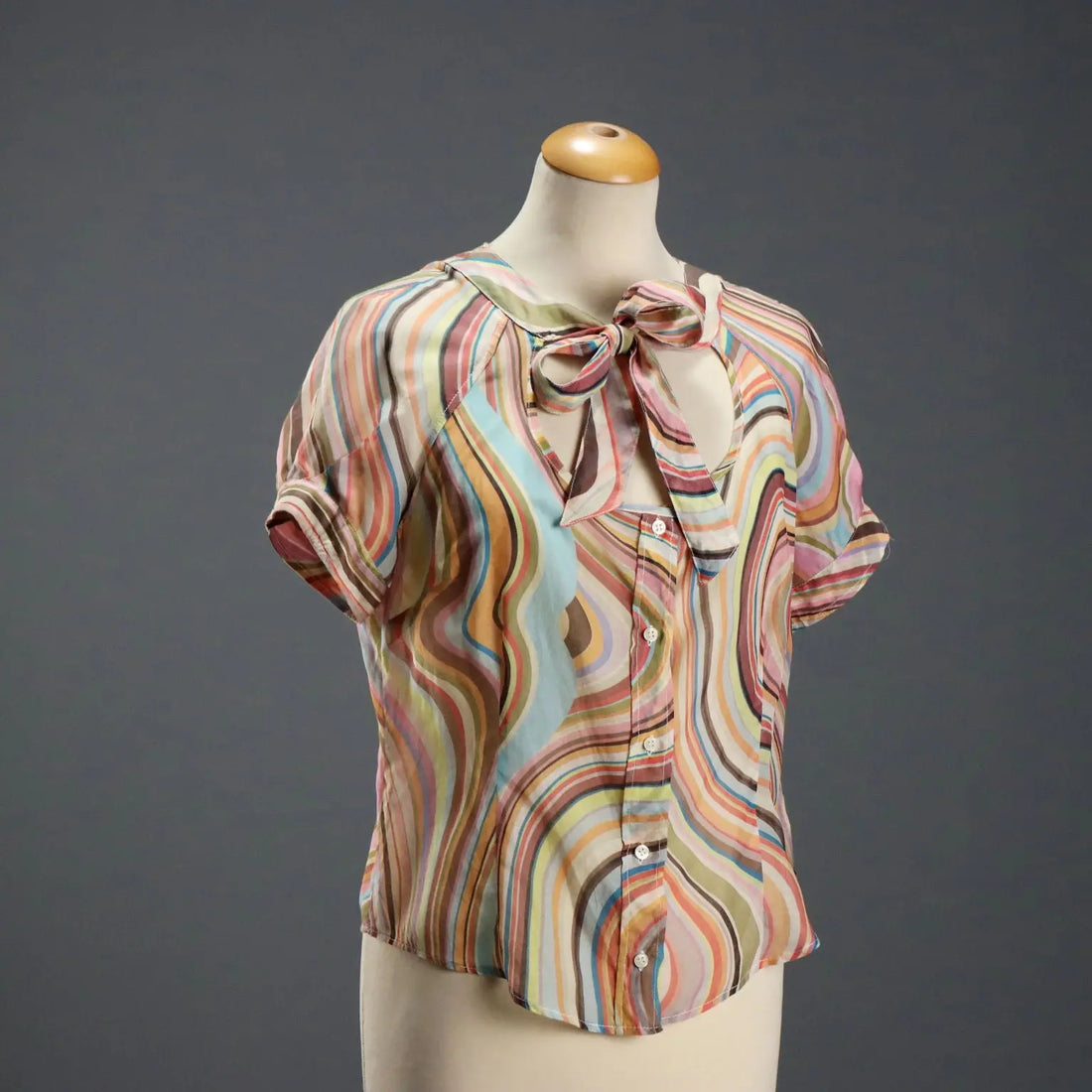 Paul Smith Top Mixed Silk Swirl UK Size 14/16 Second Hand England