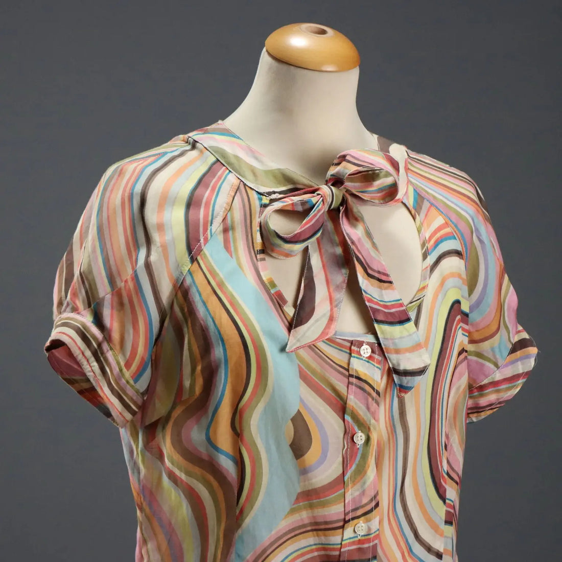 Paul Smith Top Mixed Silk Swirl UK Size 14/16 Second Hand England