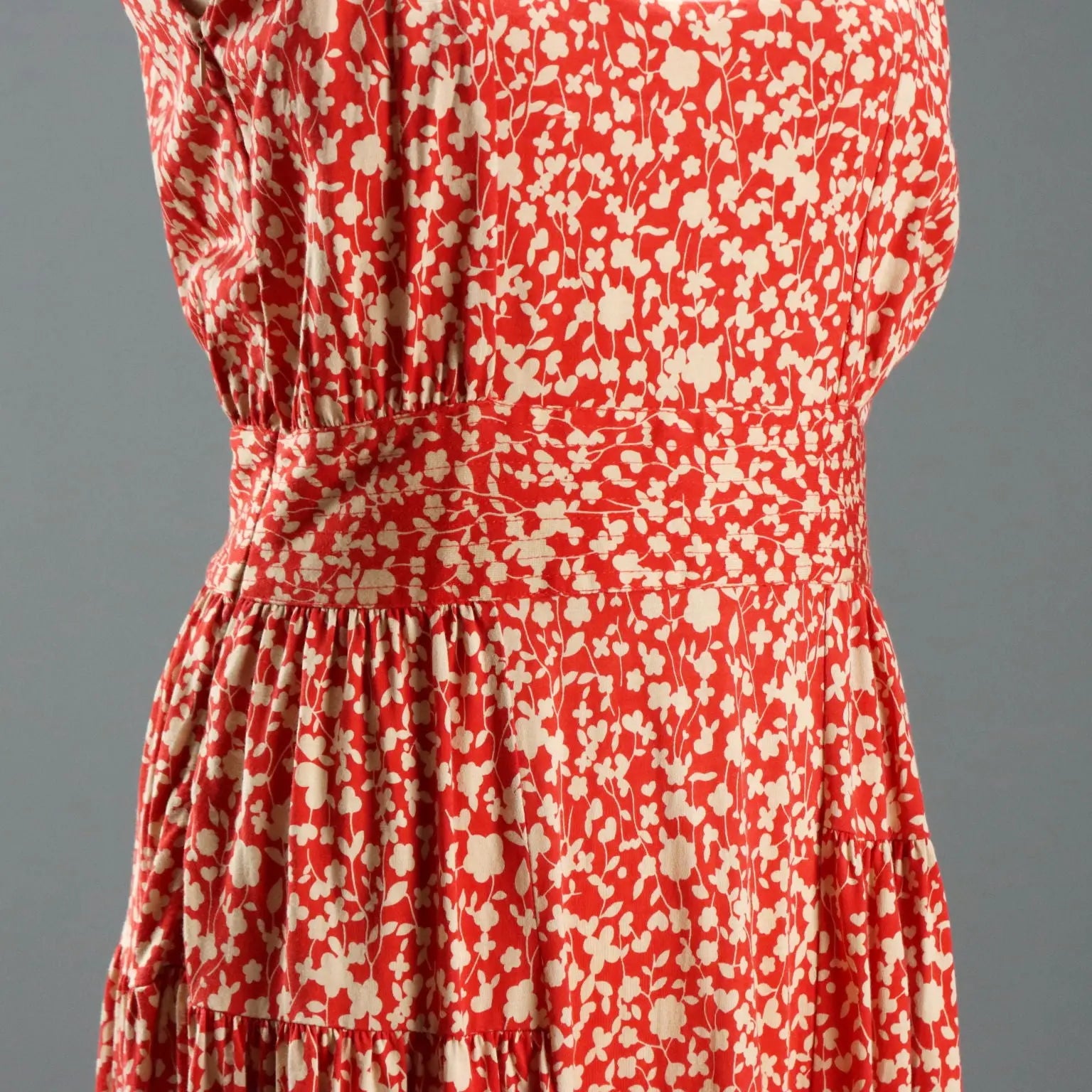 Marc Jacobs Floral Empire Dress Red Fabric UK Size 12