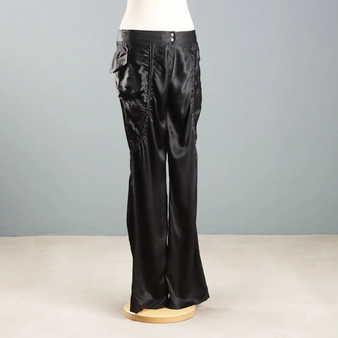 Y2K Black Silk Satin Pants Alberta Ferretti Black Satin UK Size 12