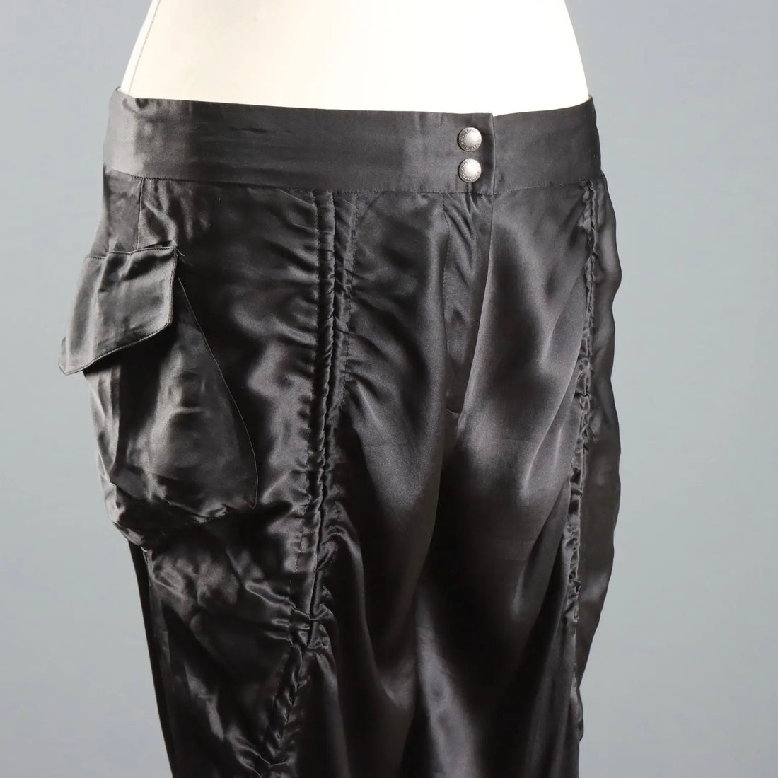 Y2K Black Silk Satin Pants Alberta Ferretti Black Satin UK Size 12