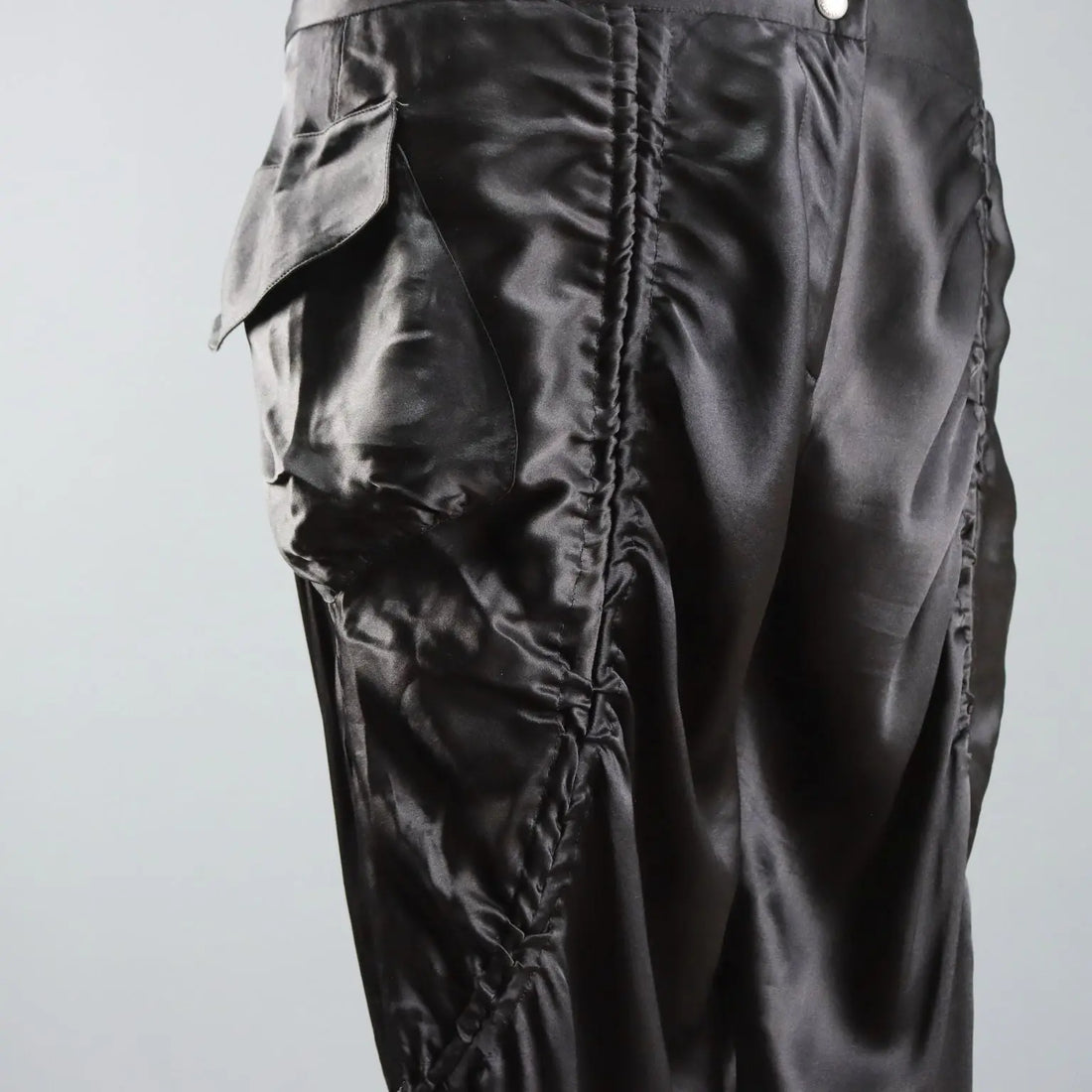 Y2K Black Silk Satin Pants Alberta Ferretti Black Satin UK Size 12